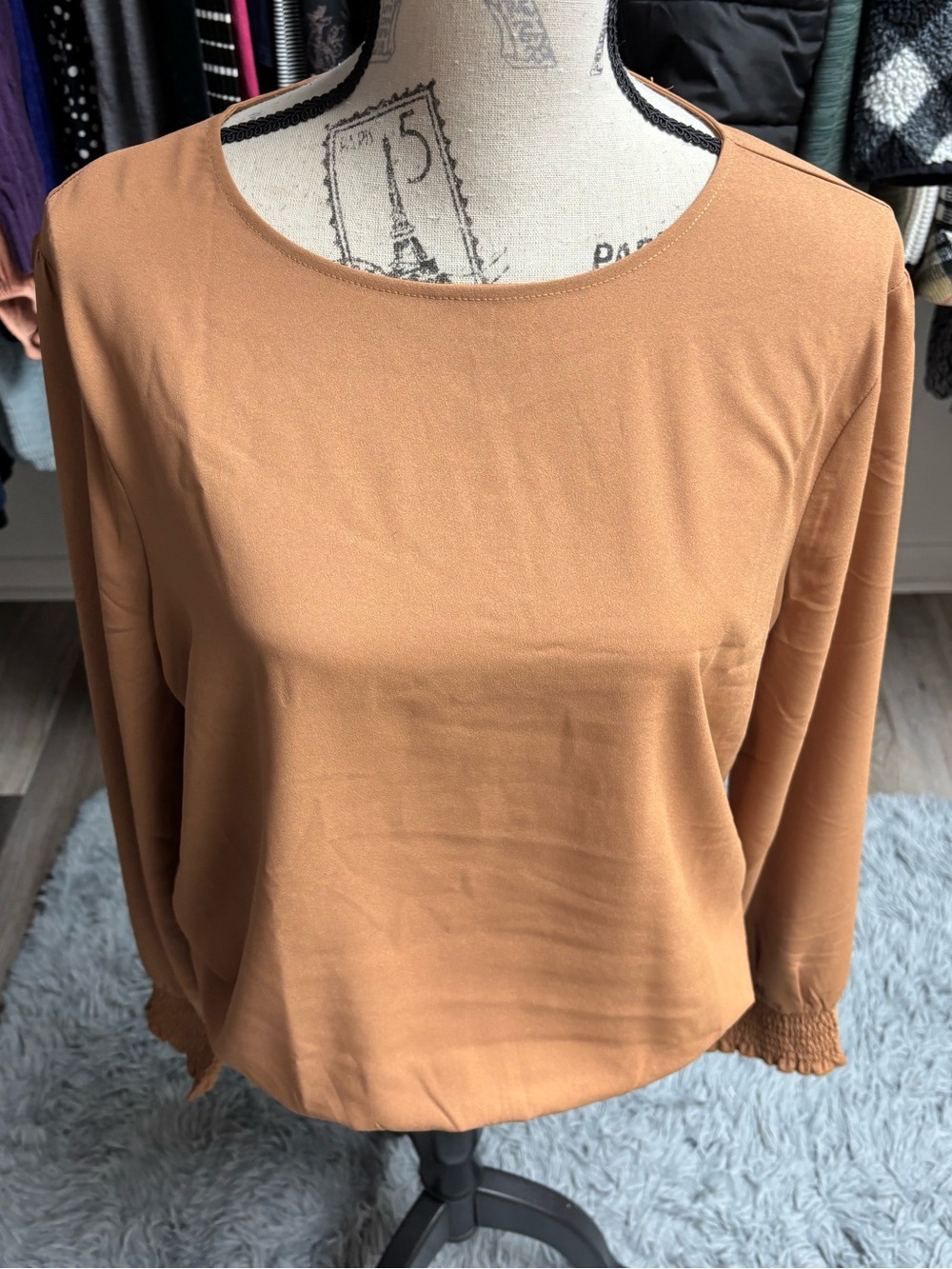 Long Sleeve Smocked Hem Blouse